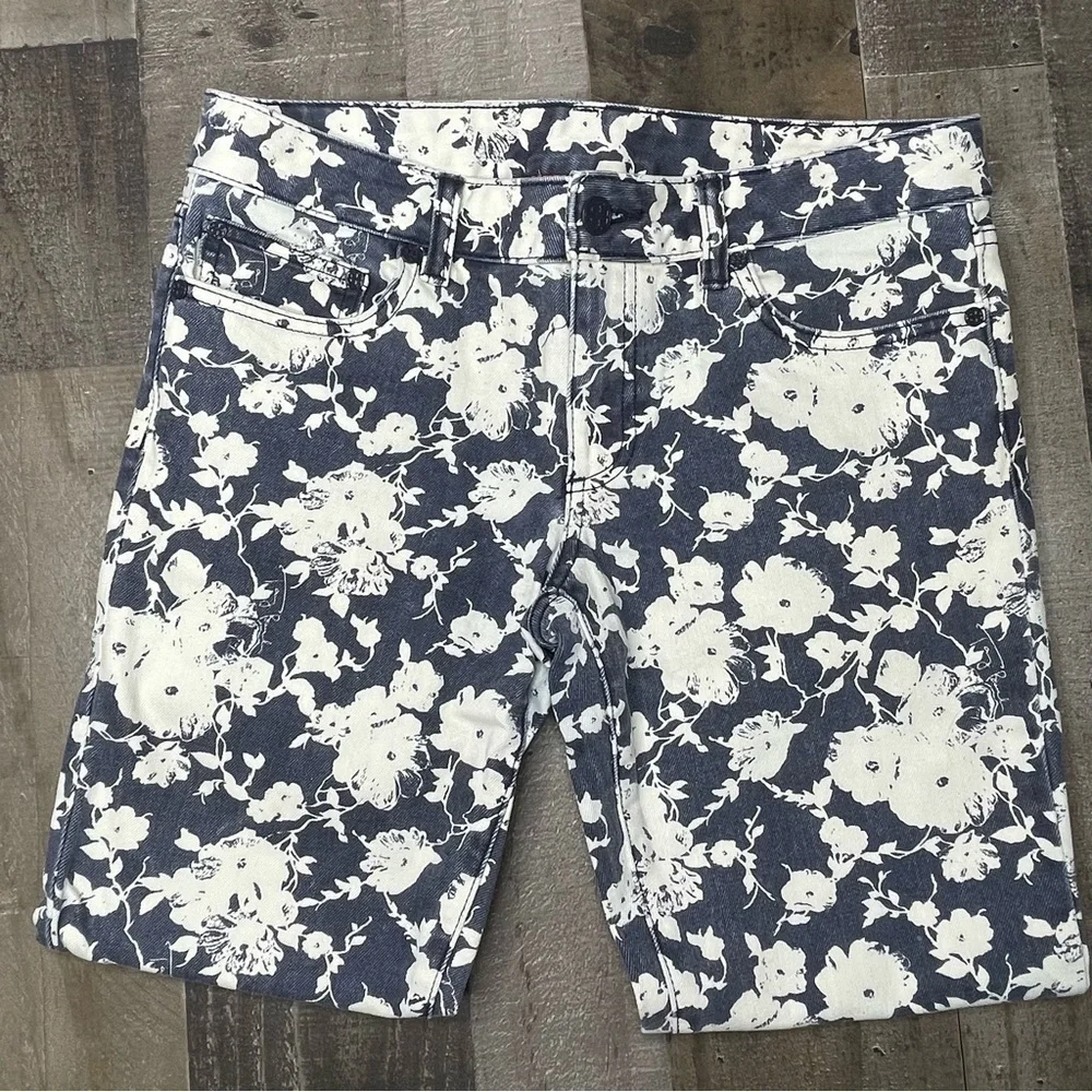 Tory Burch Floral Alexa Cropped Skinny Jeans size 28